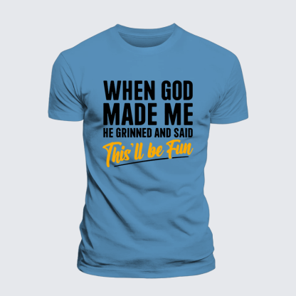 When God Made Me Jesus God Christian Premium Mercerized Cotton Tee