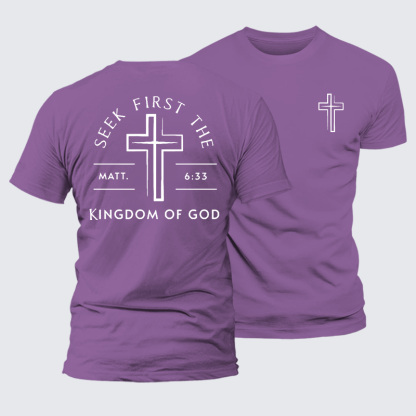 Seek First The Kingdom Of God Jesus God Christian Premium Mercerized Cotton Tee