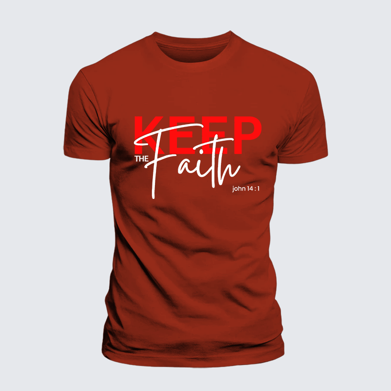 Keep The Faith Jesus God Christian Premium Mercerized Cotton Tee