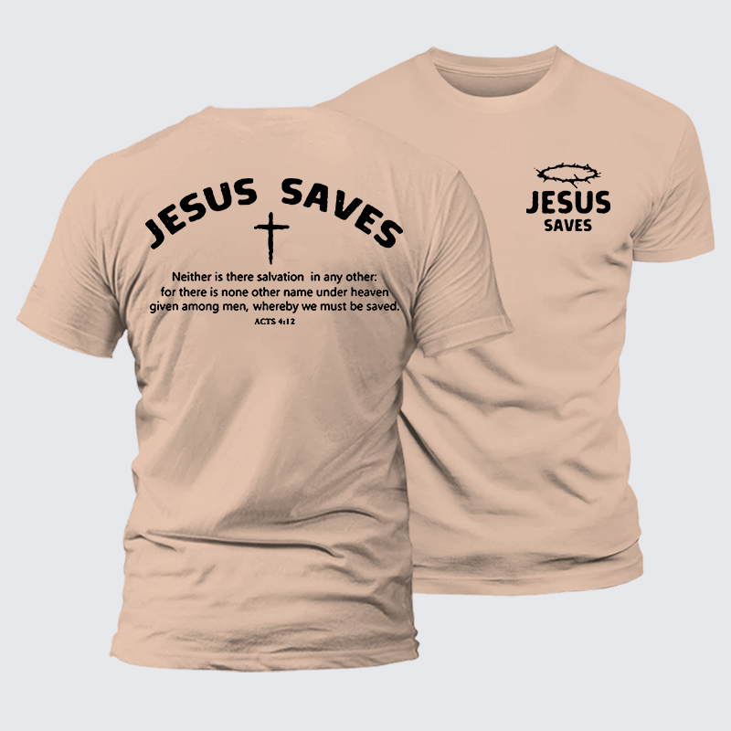 Jesus Saves Jesus God Christian Premium Mercerized Cotton Tee
