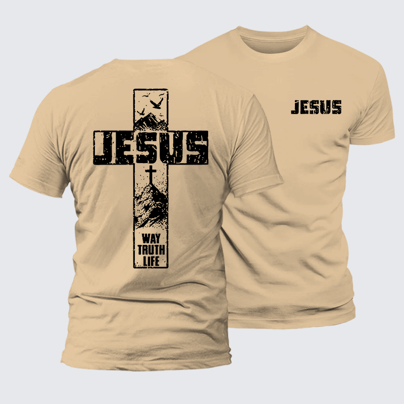 The Way, The Truth, The Life  Jesus God Christian Premium Mercerized Cotton Tee