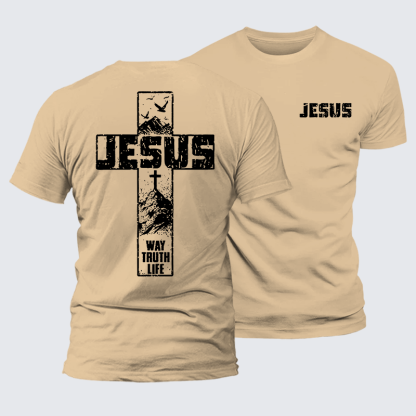 The Way, The Truth, The Life  Jesus God Christian Premium Mercerized Cotton Tee