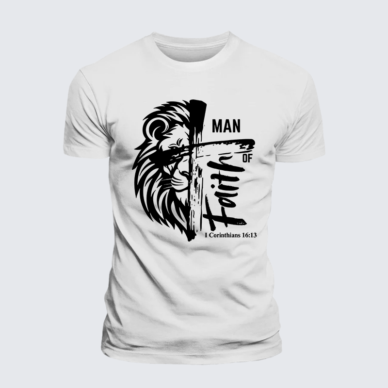 Man Of Faith Jesus God Christian Premium Mercerized Cotton Tee