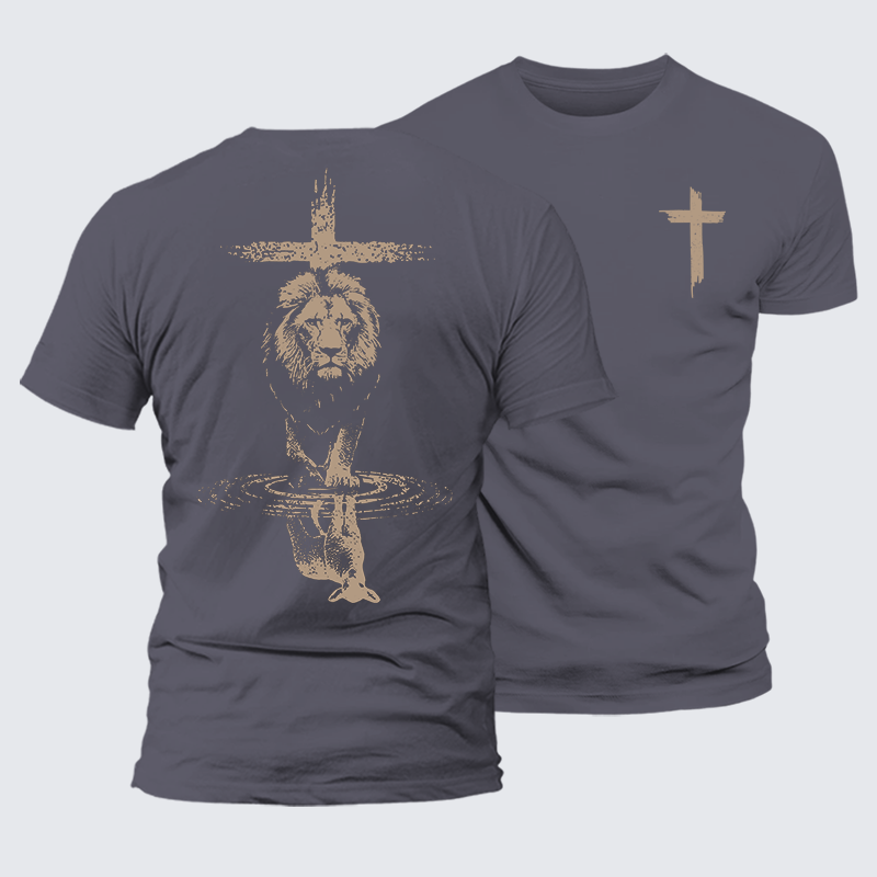 Power And Peace Faith Cross Jesus God Christian Premium Mercerized Cotton Tee