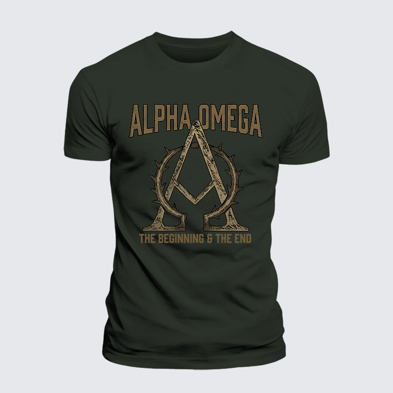 Alpha and Omega Jesus God Christian Premium Mercerized Cotton Tee