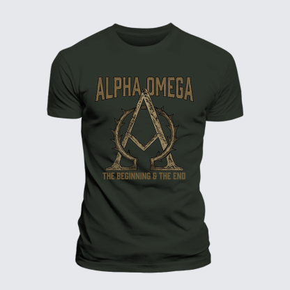 Alpha and Omega Jesus God Christian Premium Mercerized Cotton Tee