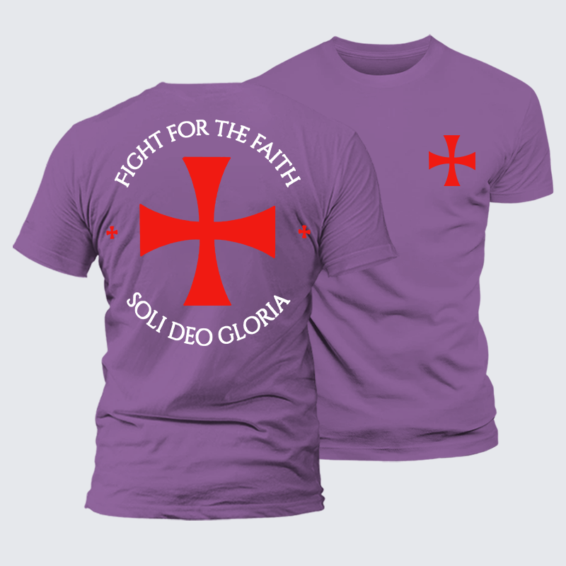 Fight for the Faith – Templar Cross Crusader Knight  Jesus God Christian Premium Mercerized Cotton Tee