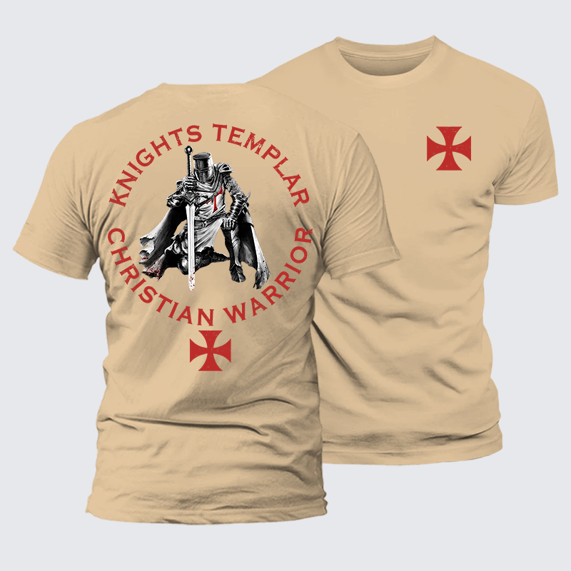 Knights Templar Templar Cross Crusader Knight  Jesus God Christian Premium Mercerized Cotton Tee