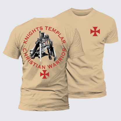 Knights Templar Templar Cross Crusader Knight  Jesus God Christian Premium Mercerized Cotton Tee