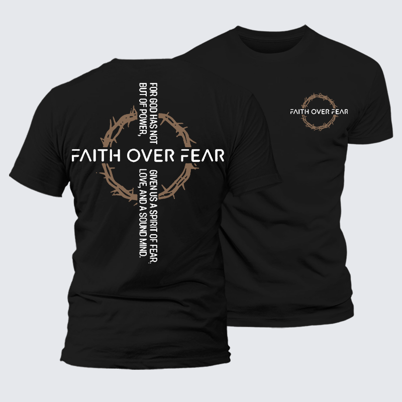  Faith Over Fear Jesus God Christian Premium Mercerized Cotton Tee