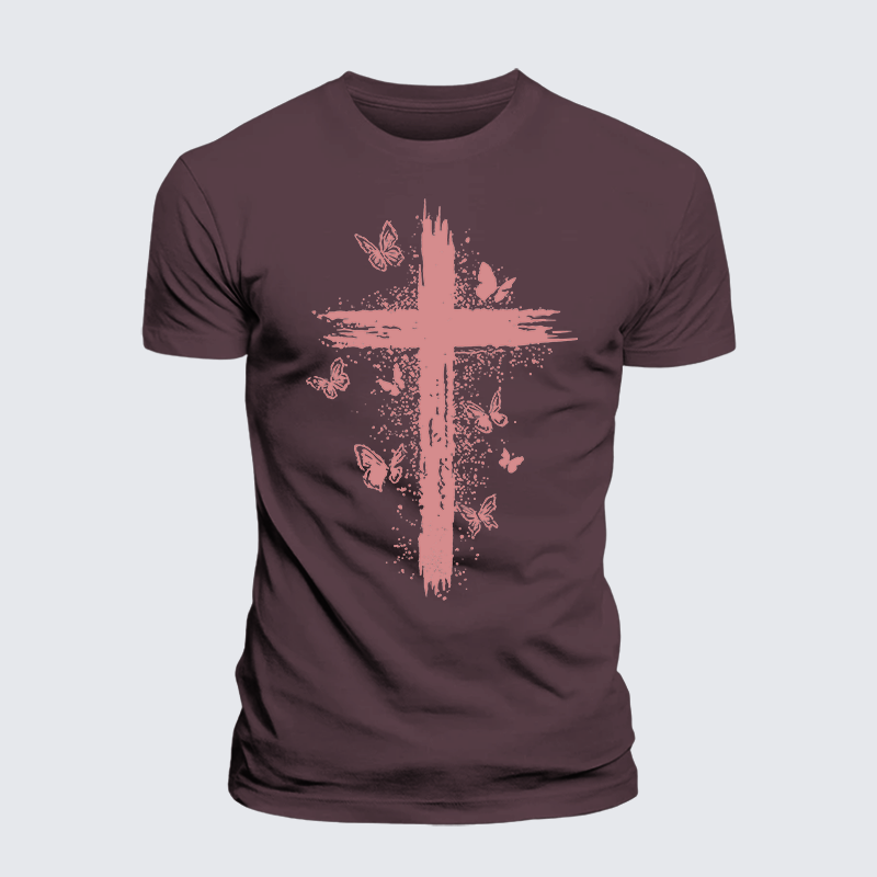 Butterfly Jesus God Christian Premium Mercerized Cotton Tee