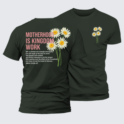 Motherhood Is Kingdom Work Jesus God Christian Premium Mercerized Cotton Tee