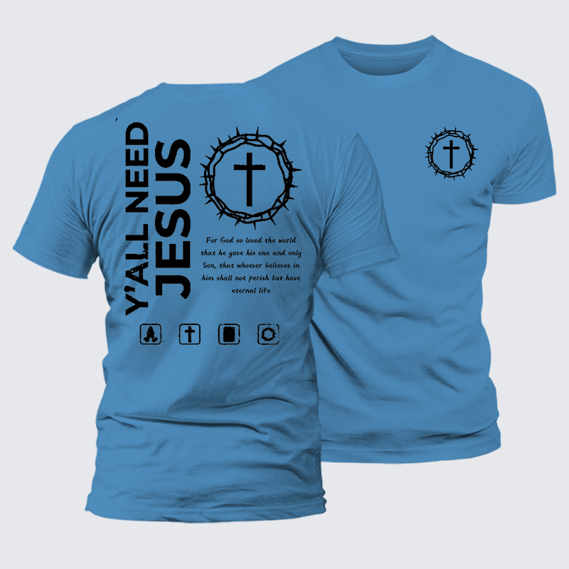 Y'All Need Jesus Jesus God Christian Premium Mercerized Cotton Tee
