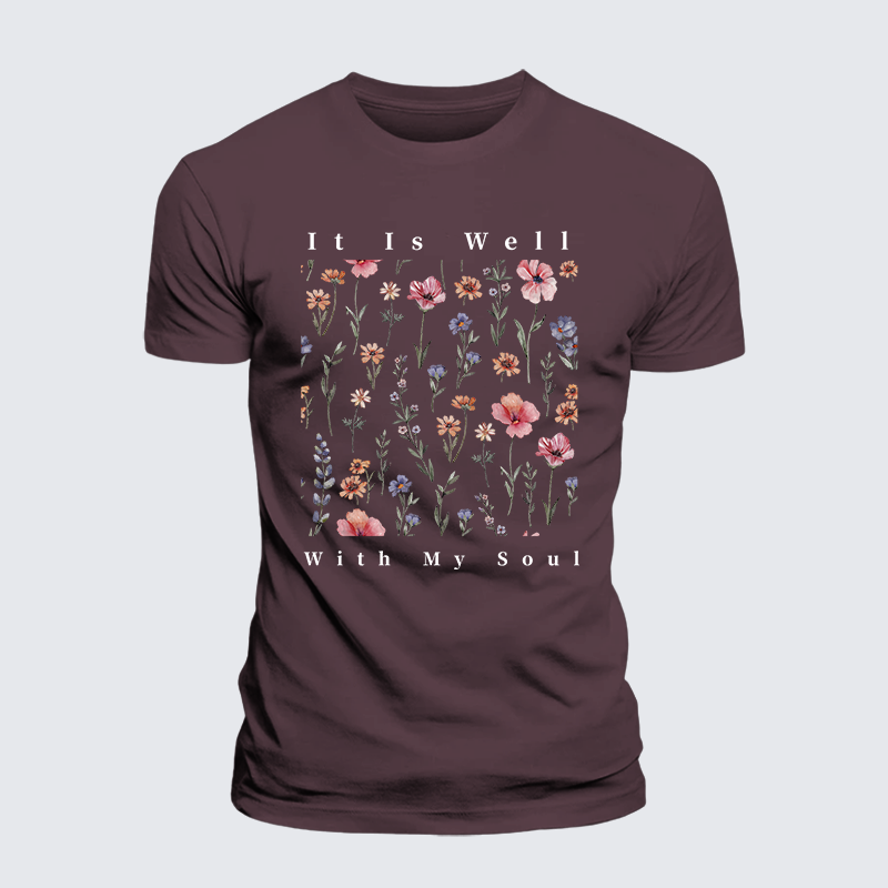 It Is Well With My Soul Jesus God Christian Premium Mercerized Cotton Tee