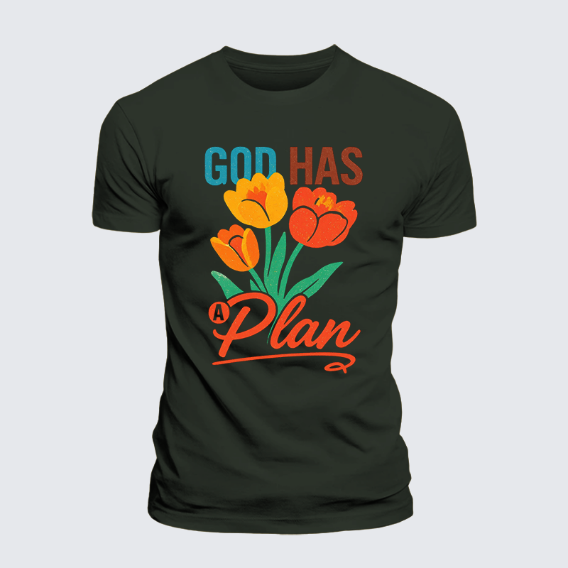 God Has A Plan Jesus God Christian Premium Mercerized Cotton Tee