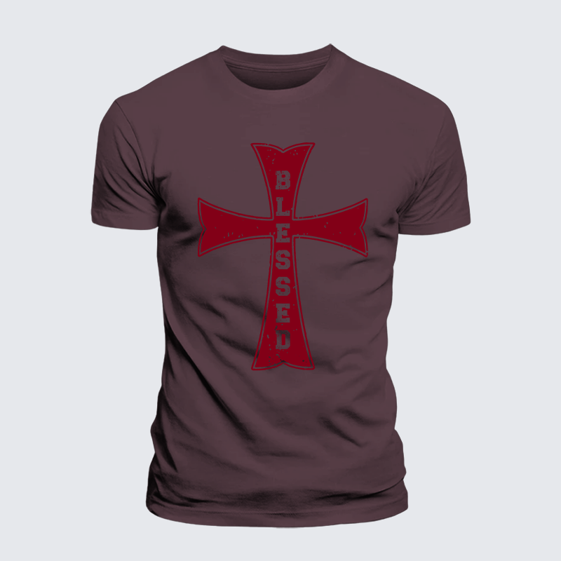 Blessed Cross Jesus God Christian Premium Mercerized Cotton Tee