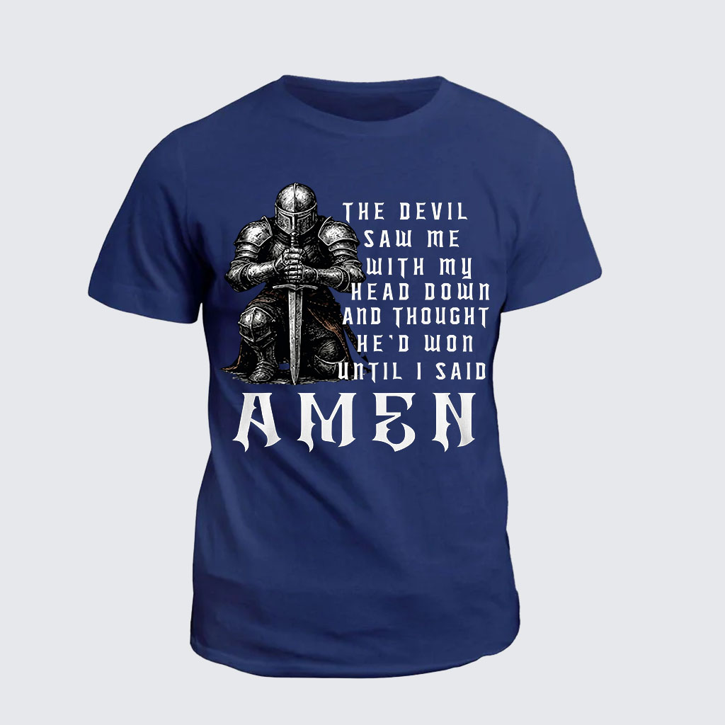 The Devil Saw Me With My Head Down Thought He'D Won Jesus God Christian Cotton T-Shirt