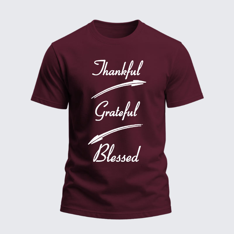 Heavyweight Cotton Tee - Thankful Grateful Blessed