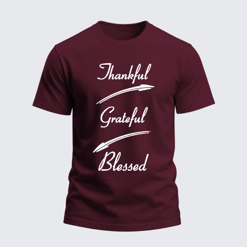 Heavyweight Cotton Tee - Thankful Grateful Blessed