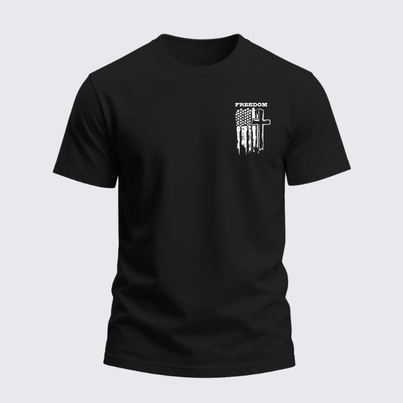 Heavyweight Cotton Tee -Freedom Cross Vertical Flag