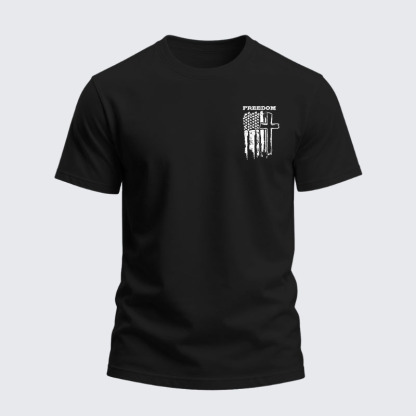 Heavyweight Cotton Tee -Freedom Cross Vertical Flag