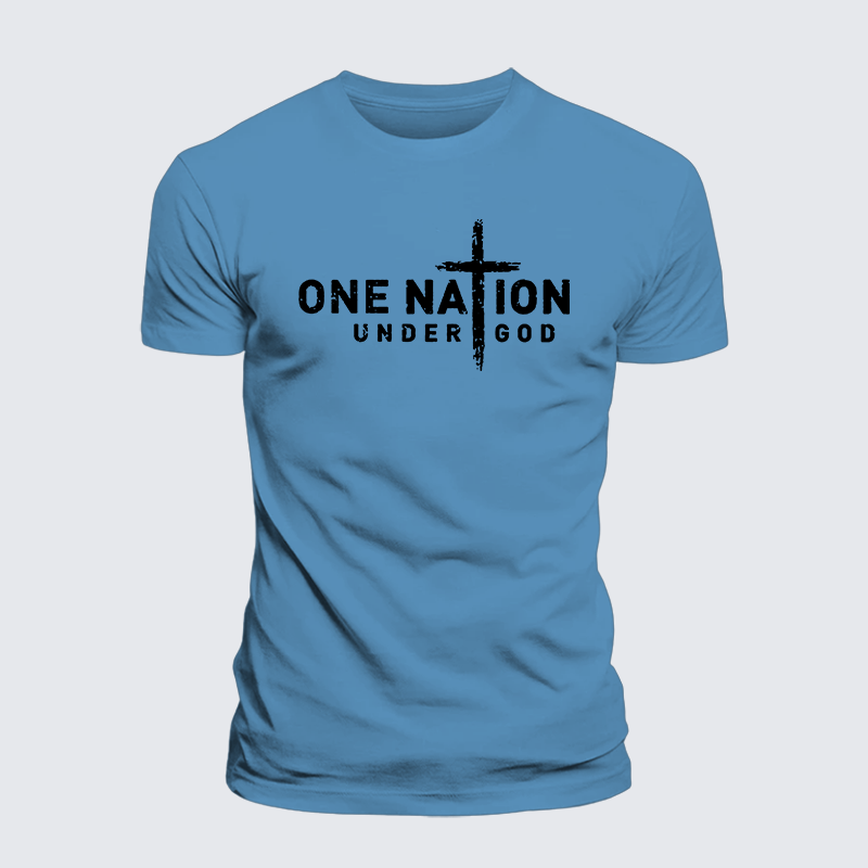 One Nation Under God Cross Jesus God Christian Premium Mercerized Cotton Tee