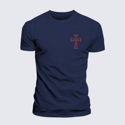 Knights Templar Crusader Cross Jesus God Christian Premium Mercerized Cotton Tee
