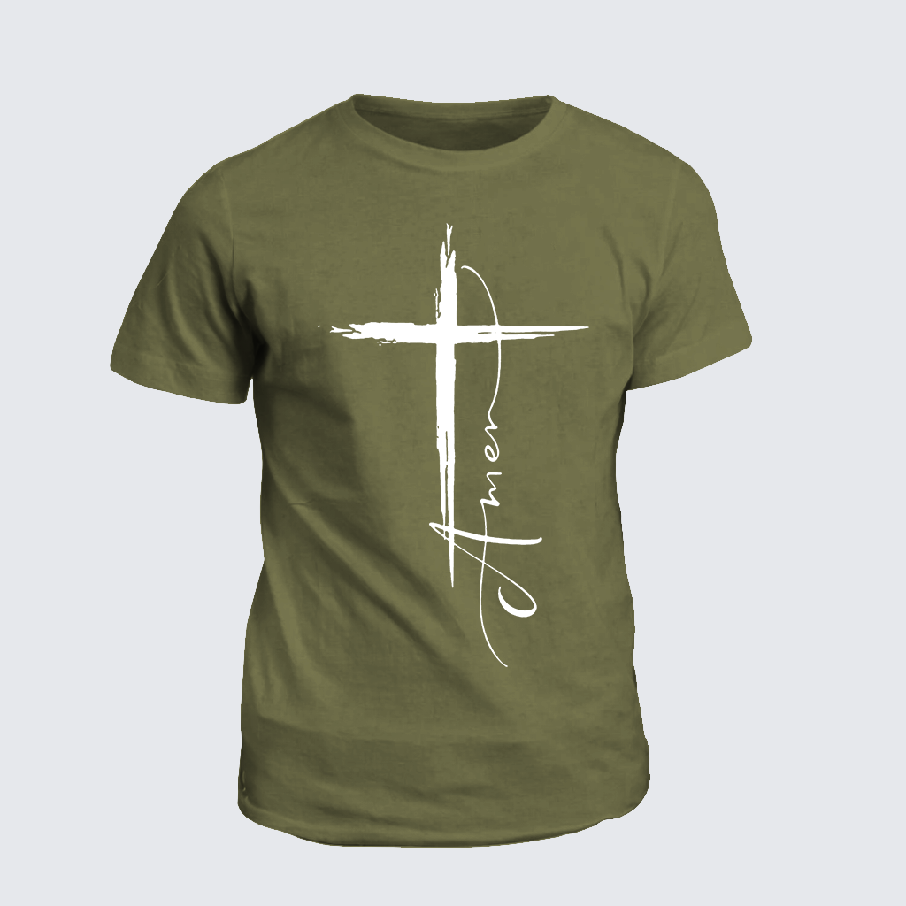 Amen Cross Jesus God Christian Cotton T-Shirt