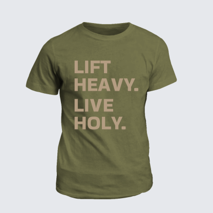Lift Heavy Live Holy Jesus God Christian Cotton T-Shirt