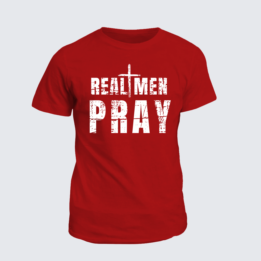 Real Men Pray Jesus God Christian Cotton T-Shirt