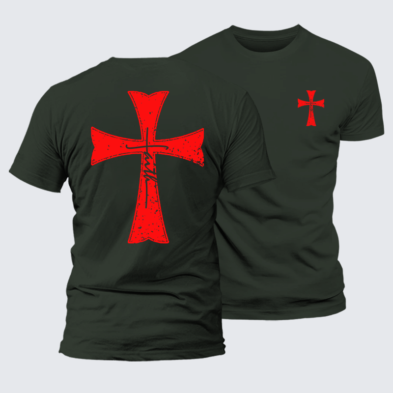 Knights Templar Crusader Cross Faith Jesus God Christian Premium Mercerized Cotton Tee