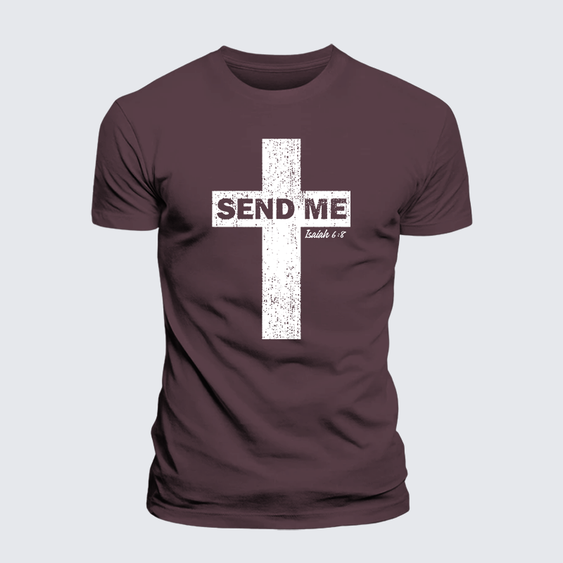 Send Me Isaiah 6:8 Jesus God Christian Premium Mercerized Cotton Tee