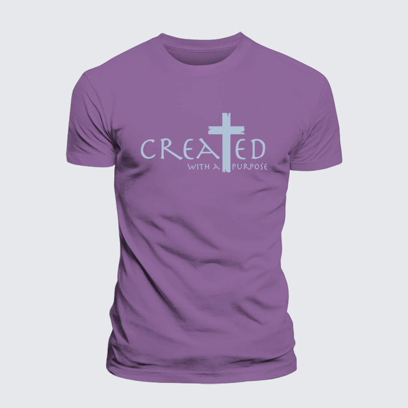 Created with a Purpose Jesus God Christian Premium Mercerized Cotton Tee