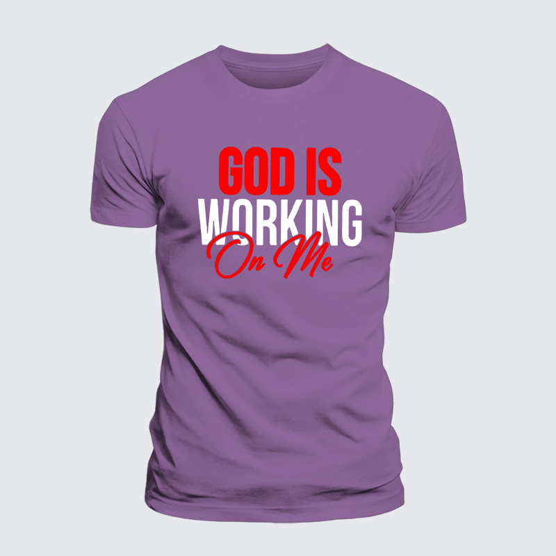 God Is Working On Me Jesus God Christian Premium Mercerized Cotton Tee