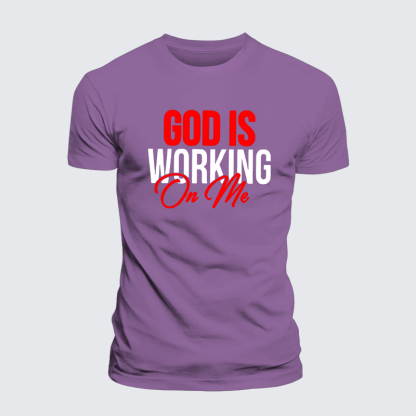 God Is Working On Me Jesus God Christian Premium Mercerized Cotton Tee
