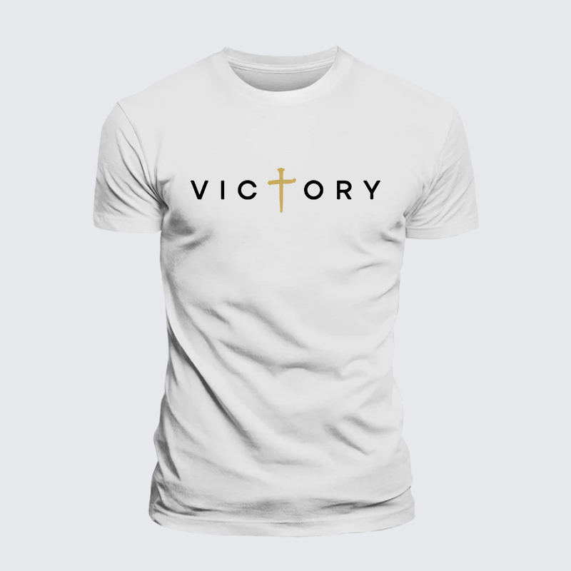 Victory Cross Jesus God Christian Premium Mercerized Cotton Tee