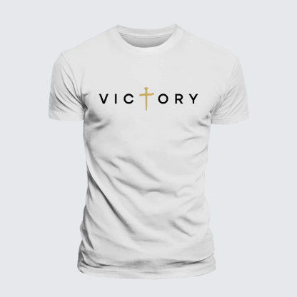 Victory Cross Jesus God Christian Premium Mercerized Cotton Tee