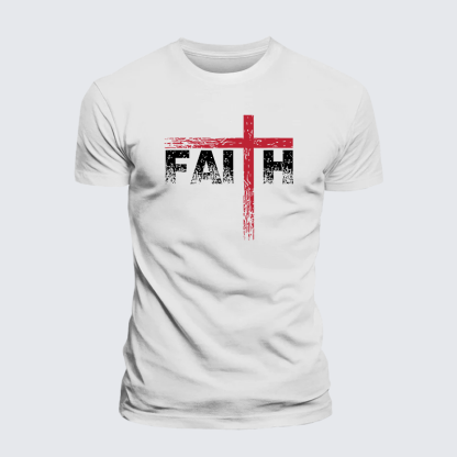 Faith Cross Jesus God Christian Premium Mercerized Cotton Tee