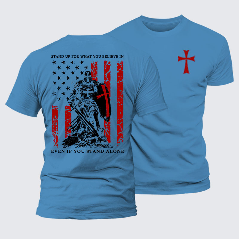 Stand Up For What You Believe  Jesus God Christian Premium Mercerized Cotton Tee