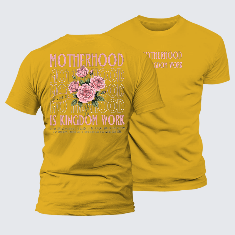 Motherhood Is Kingdom Work Jesus God Christian Premium Mercerized Cotton Tee