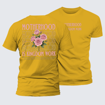 Motherhood Is Kingdom Work Jesus God Christian Premium Mercerized Cotton Tee