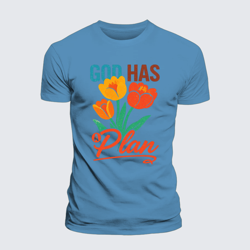 God Has A Plan Jesus God Christian Premium Mercerized Cotton Tee