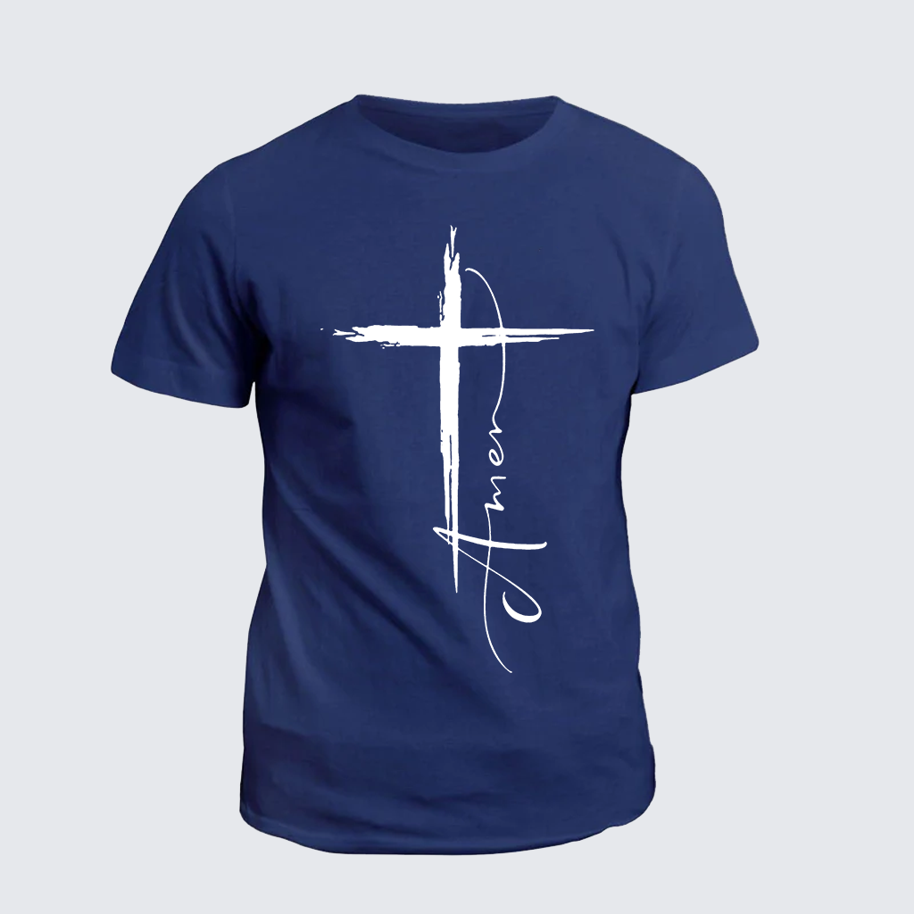 Amen Cross Jesus God Christian Cotton T-Shirt