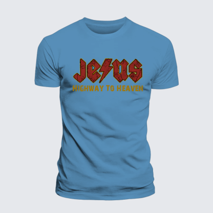 Jesus Highway to Heaven Jesus God Christian Premium Mercerized Cotton Tee