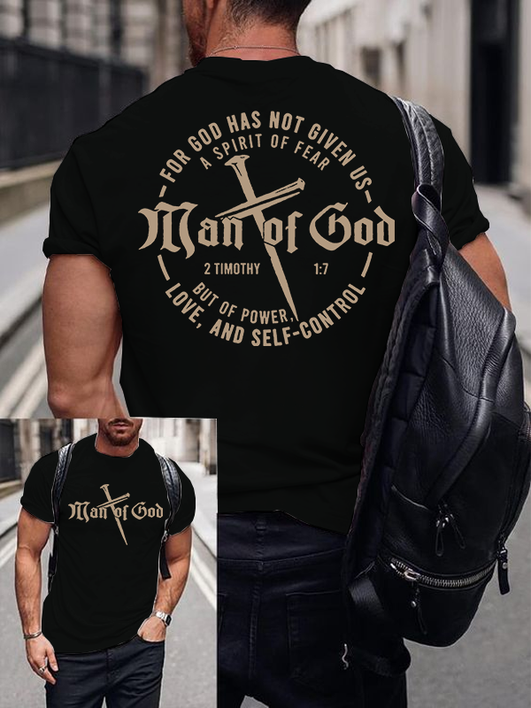 Man Of God Husband Dad Jesus God Christian Cotton T-Shirt
