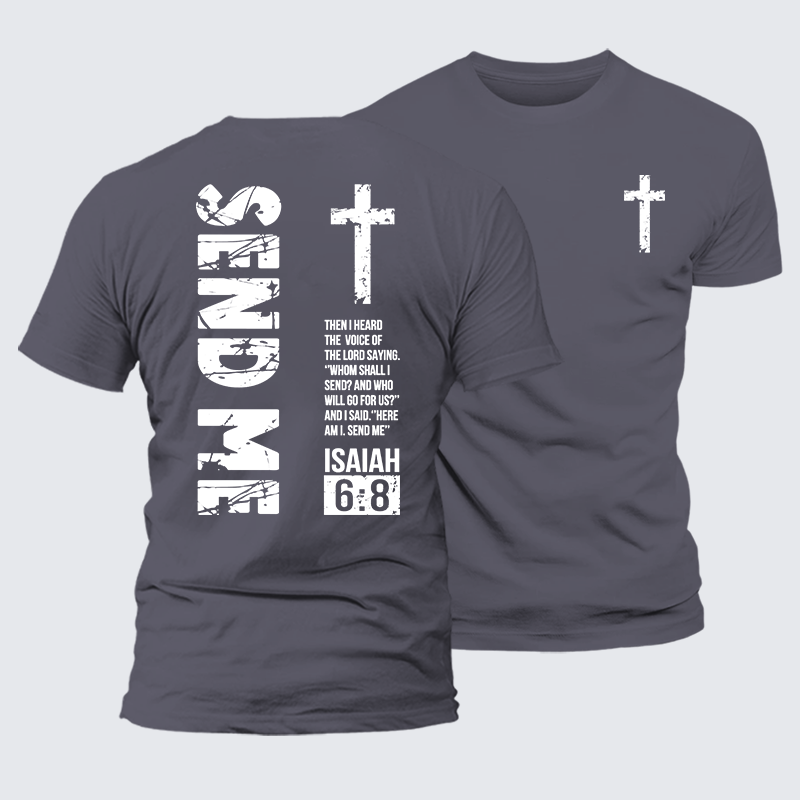 Send Me Isaiah 6:8 Christian Premium Mercerized Cotton Tee