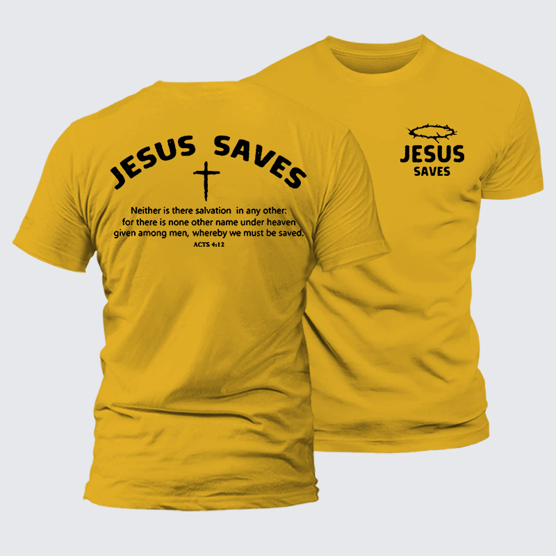 Jesus Saves Jesus God Christian Premium Mercerized Cotton Tee