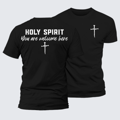Holy Spirit You Are Welcome Here Jesus God Christian Premium Mercerized Cotton Tee