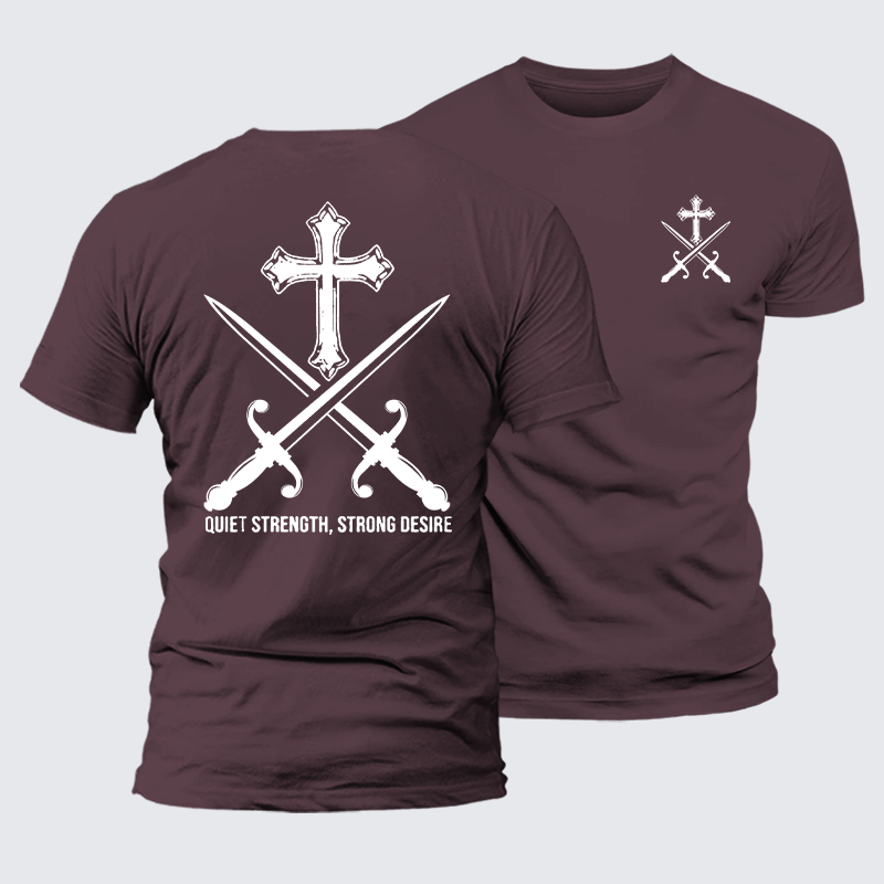 Quiet Strength, Strong Desire Jesus God Christian Premium Mercerized Cotton Tee
