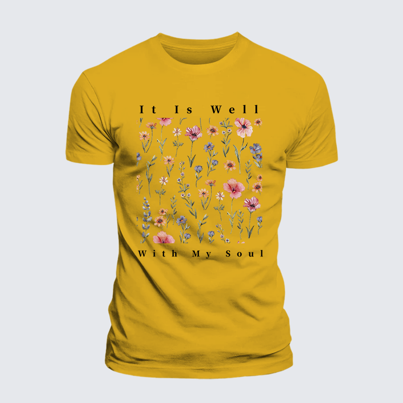 It Is Well With My Soul Jesus God Christian Premium Mercerized Cotton Tee